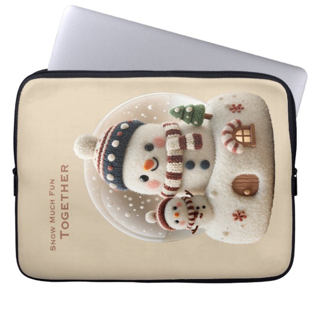 Süßer nadelgefilzter Schneemann-Schneekugel-Laptop Laptopschutzhülle (Vorderseite)