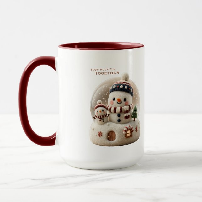 Süßer nadelgefilzter Schneemann-Schneekugel Tasse (Links)
