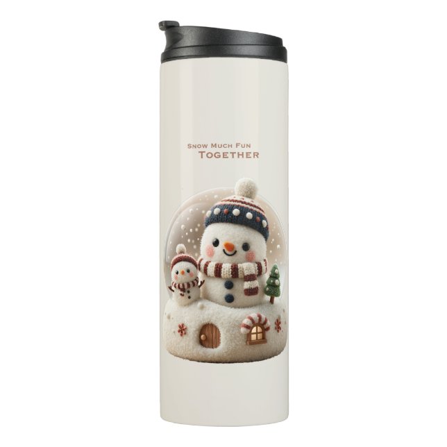 Süßer nadelgefilzter Schneemann Schneekugel Thermosbecher (Nach rechts gedreht)