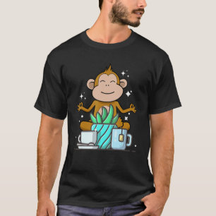 Süßer Namaste-Affe macht Yoga-Gartenarbeit Kaffee T-Shirt