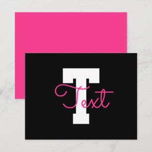 Süßer Name & Monogramm Schwarz Weiß & Rosa Mitteilungskarte