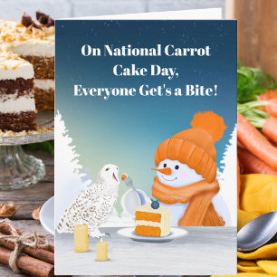 Süßer Nationaler Karottenkuchentag Schneemann 3. F Karte