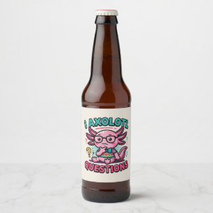 Süßer Nerd Axolotl I Axolotl Fragen Zeichen Meme Bierflaschenetikett