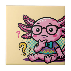 Süßer Nerd Axolotl I Axolotl Fragen Zeichen Meme Fliese