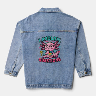 Süßer Nerd Axolotl I Axolotl Fragen Zeichen Meme Jeansjacke