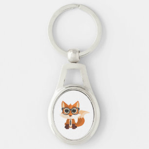 Süßer nerdiger Fuchs Kawaii Cartoon Schlüsselanhän Schlüsselanhänger