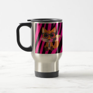 Süßer nerdiger Fuchs Rosa Zebradruck Trendy Kawaii Reisebecher