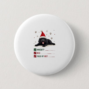 Süßer Neufundländer-Hund Weihnachten Unartig Nett  Button