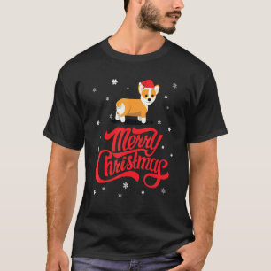 Süßer niedlicher Corgi Weihnachtsmann Hut Heiligab T-Shirt