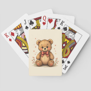 Süßer niedlicher kleiner brauner Bär mit Krawatte Spielkarten
