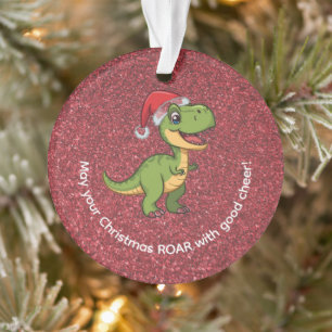 Süßer niedlicher T-Rex in Santa-Hut Ornament