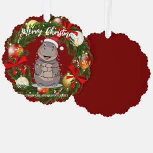 Süßer Nilpferd-Weihnachtsbaum-Zoo-Tier-Xmas-Reicht Ornament Karte