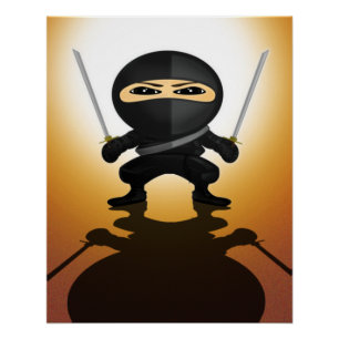 Süßer Ninja-Junge Anime-Krieger Katana-Action Poster