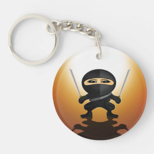 Süßer Ninja-Junge Dual-Katana-Kawaii-Anime-Kunst Schlüsselanhänger