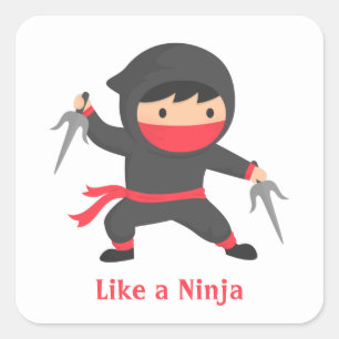 Süßer Ninja-Junge mit Sai-Waffen für Kinder Quadratischer Aufkleber