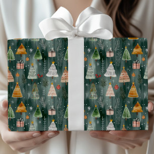 Süßer nordischer Winterwald-Weihnachten Geschenkpapier