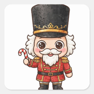 Süßer Nussknacker Soldat Weihnachtsaufkleber Quadratischer Aufkleber