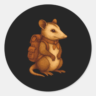 Süßer Opossum-Rucksacktourist Camping-Wanderer Wal Runder Aufkleber