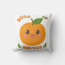 Süßer Orange "Boss von Recess" Kinder-Wurfkissen