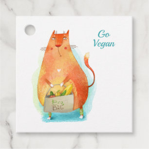 Süßer orange Cartoon-Öko-Katze - Werde Veganer Geschenkanhänger