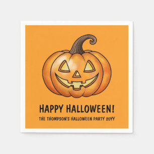 Süßer orange Halloween-Kürbis mit individuellem Te Serviette