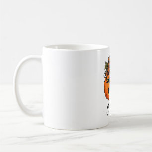 Süßer orange Kürbis Monogramm Name Halloween Kaffeetasse