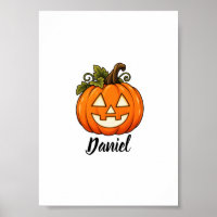 Süßer orange Kürbis Monogramm Name Halloween T