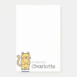 Süßer orangefarbener Cartoon-Katzenname Post-it Klebezettel