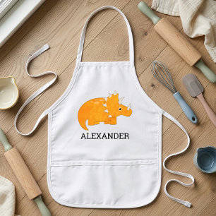Süßer orangefarbener Dinosaurier personalisiert Kinderschürze