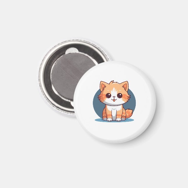 Süßer orangefarbener Katzen-Button-Pin Magnet (Vorderseite/Rückseite)
