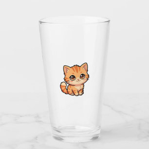 Süßer orangefarbener Tabby-Kätzchen-Glasbecher Glas