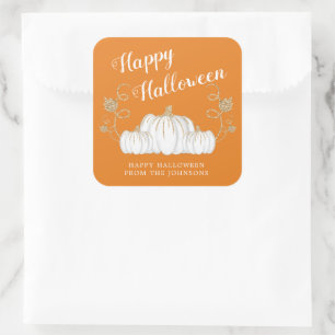 Süßer Oranger Kürbis Fro Halloween Quadratischer Aufkleber