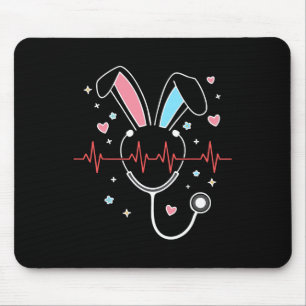 Süßer Oster-Nurse-Hase Stethoskop Herzschlag Nurs Mousepad