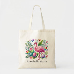 Süßer Oster-rosa Flamingo Name hinzufügen Tragetasche