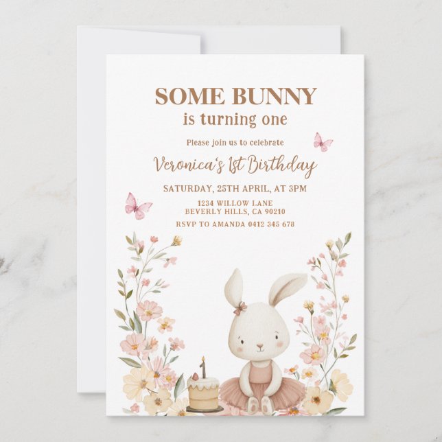 Süßer Osterhase 1. Geburtstag  Einladung (Vorderseite)