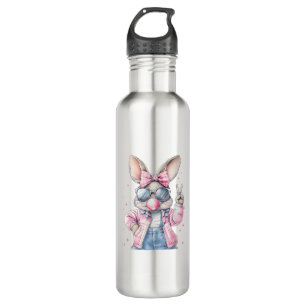 Süßer Osterhase, der Blasen bläst, Häschen-Frauen  Edelstahlflasche