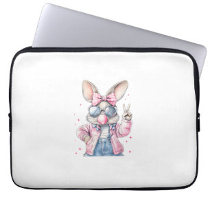 Süßer Osterhase, der Blasen bläst, Kaninchen-Fraue Laptopschutzhülle