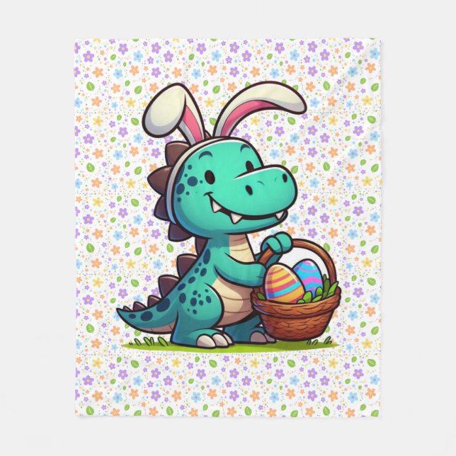 Süßer Osterhase-Dinosaurier Fleecedecke (Vorderseite)
