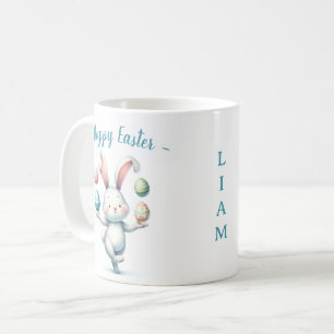 Süßer Osterhase jongliert Eier Personalisierte Kin Kaffeetasse