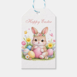 Süßer Osterhase Kaninchen Rosa Peonie Geschenkanhänger