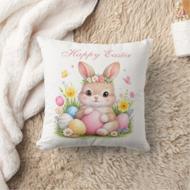 Süßer Osterhase Kaninchen Rosa Peonie Kissen