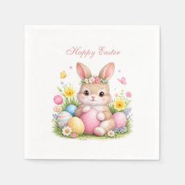 Süßer Osterhase Kaninchen Rosa Peonie Serviette