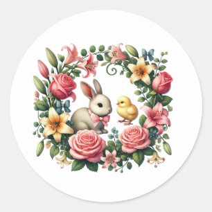 Süßer Osterhase-Küken  Runder Aufkleber