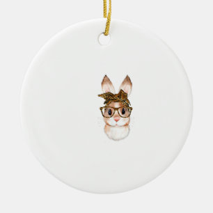 Süßer Osterhase Mama Ostern Leopard Jahr des Kanin Keramik Ornament
