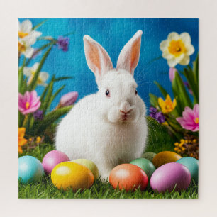 Süßer Osterhase mit bunten Eiern