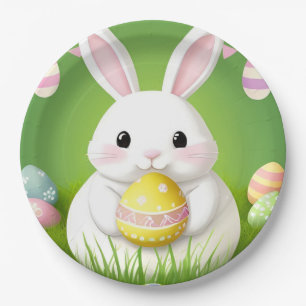 Süßer Osterhase mit dekorativen Eiern Pappteller