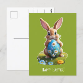 Süßer Osterhase mit einem Osterei -  Postkarte