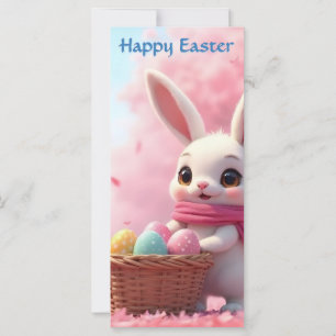 Süßer Osterhase mit Korb voller bunter Eier