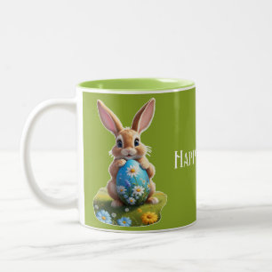 Süßer Osterhase mit Osterei -  Zweifarbige Tasse