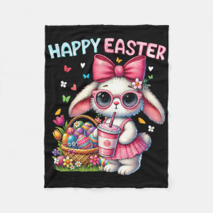 Süßer Osterhase trinkt Eis Kaffee Oster Schleife W Fleecedecke